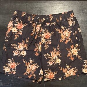 4/$15 Men's Forever 21 Black Floral Swim Shorts XS